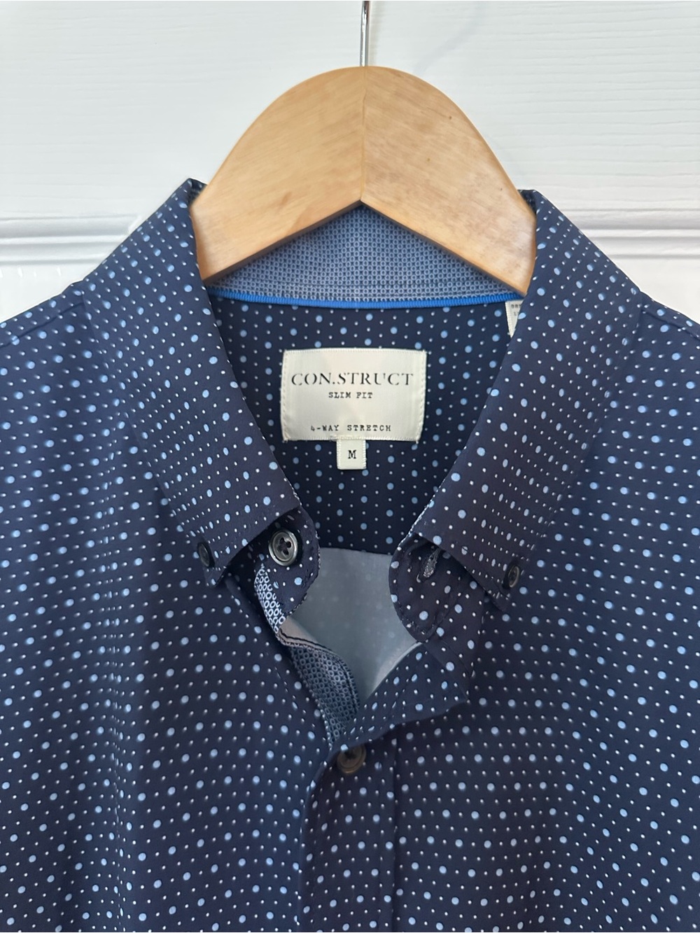 Construct- Men's Short-Sleeve Navy Microdot Shirt - Picture 8 of 9